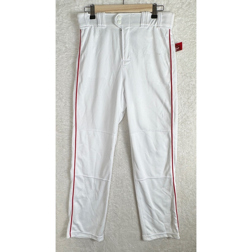 Rawlings Baseball Pants Youth XXL White Red Athletic Pro-Dri Semi-Relax New